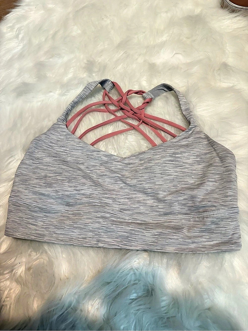lululemon Strappy Abstract Bikini Top in Gray & Pink Like New